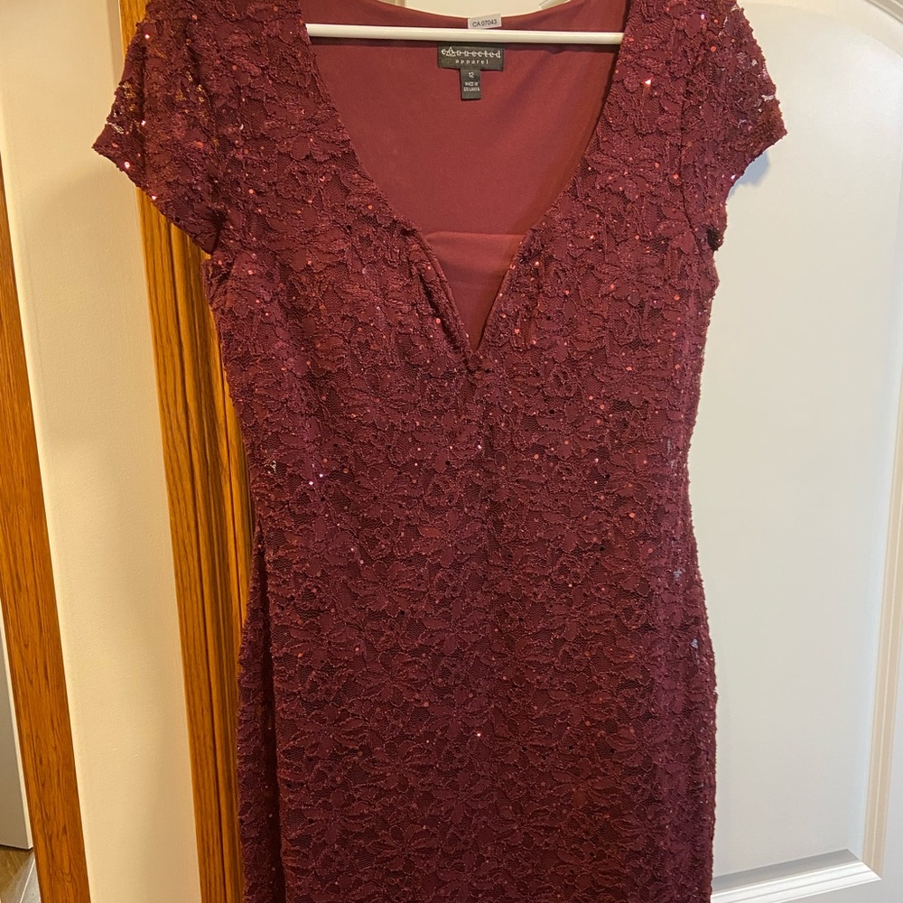 Red Lace Midi Dress
